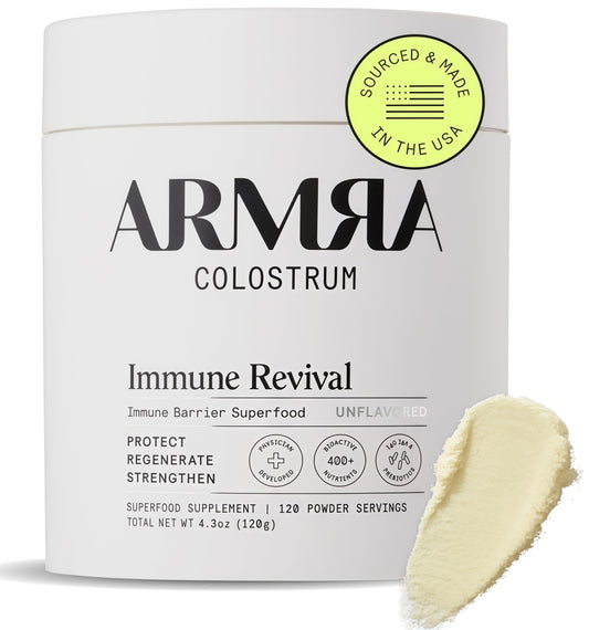 ARMRA Colostrum Powder | Unflavored| Gut Health & Bloating |Skin & Hair |Immunity | Keto, Gluten & Fat-Free |120 Servings