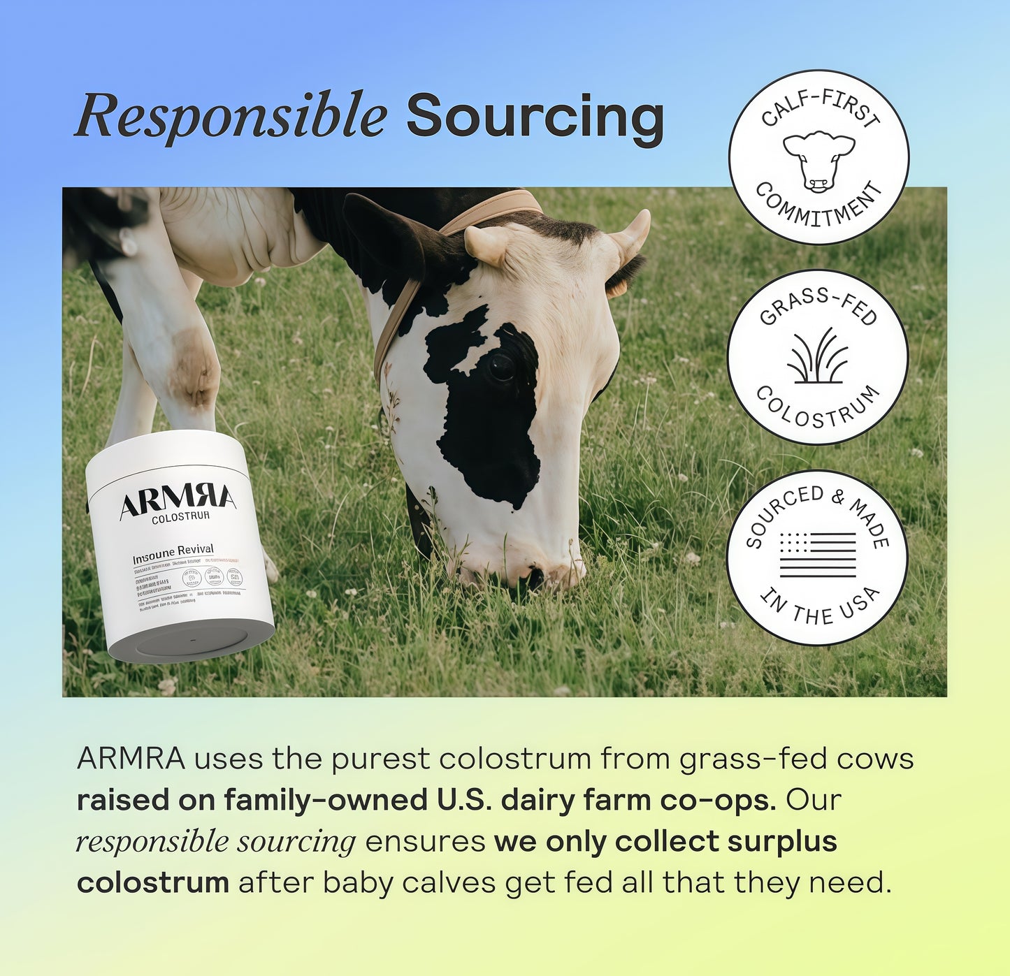 ARMRA Colostrum Powder | Unflavored| Gut Health & Bloating |Skin & Hair |Immunity | Keto, Gluten & Fat-Free |120 Servings