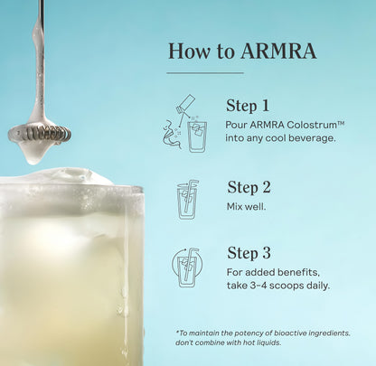 ARMRA Colostrum Powder | Unflavored| Gut Health & Bloating |Skin & Hair |Immunity | Keto, Gluten & Fat-Free |120 Servings
